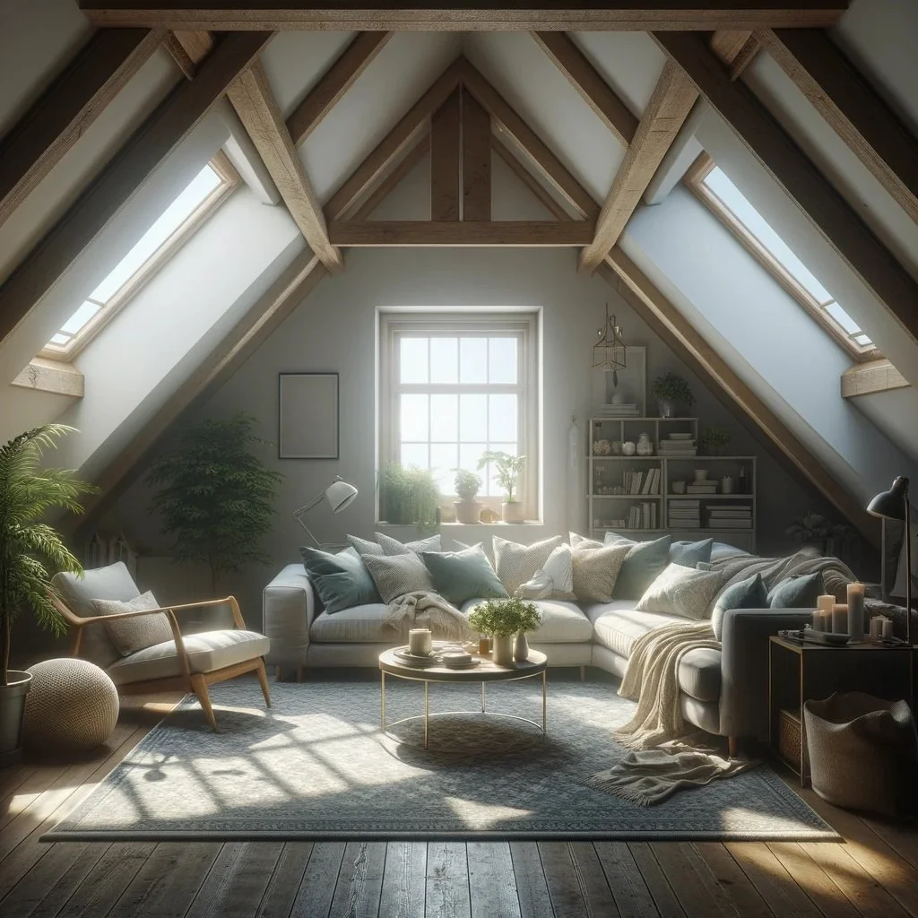 dall·e+2024 04 11+14.09.46+ +create+a+photorealistic+image+of+a+cozy+living+room+located+in+an+attic+with+sloping+ceilings,+illuminated+by+a+more+subtl